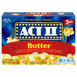 ACT II Butter Microwave Popcorn, 3-Count 2.75-oz. Bags