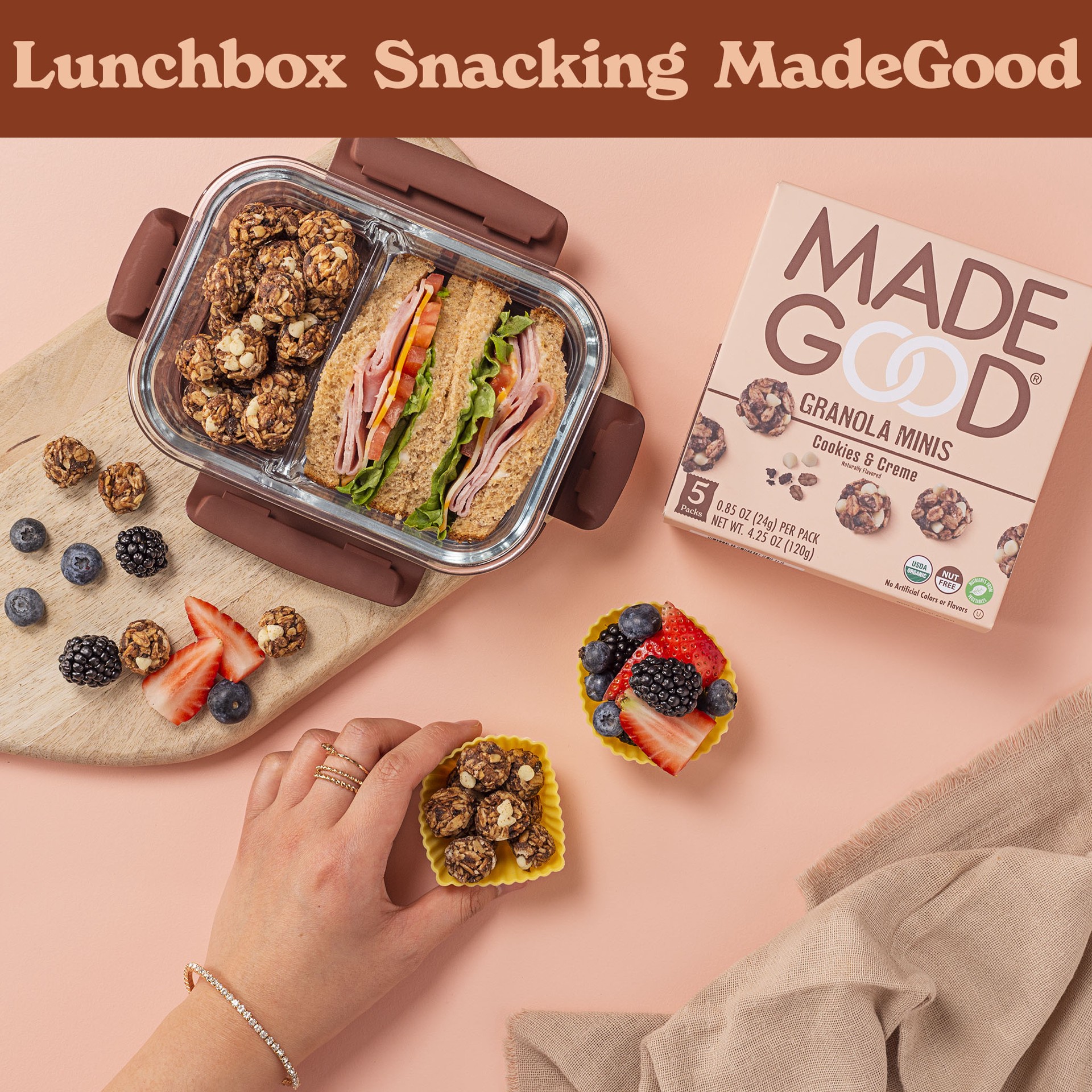 slide 10 of 10, MadeGood Organic 5 Pack Cookies & Creme Granola Minis 5 - 0.85 oz ea, 4.25 oz