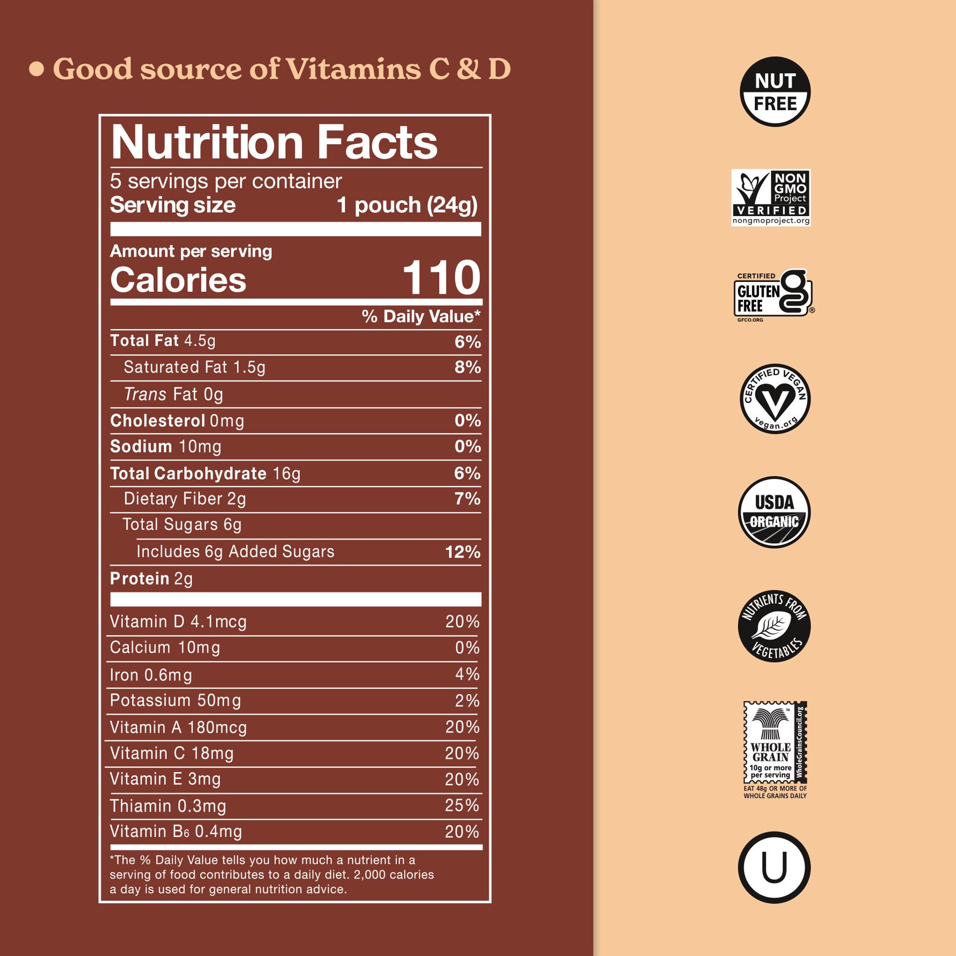 slide 7 of 10, MadeGood Organic 5 Pack Cookies & Creme Granola Minis 5 - 0.85 oz ea, 4.25 oz