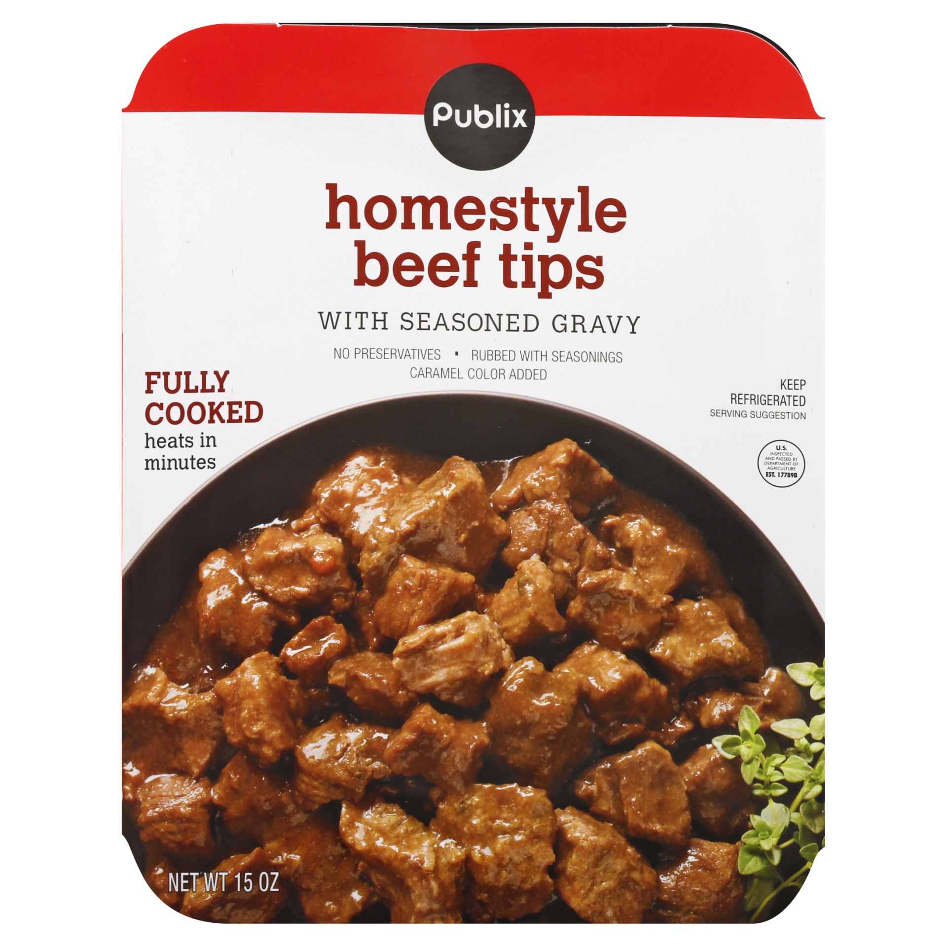 slide 1 of 1, Publix Homestyle with Seasoned Gravy Beef Tips, 15 oz