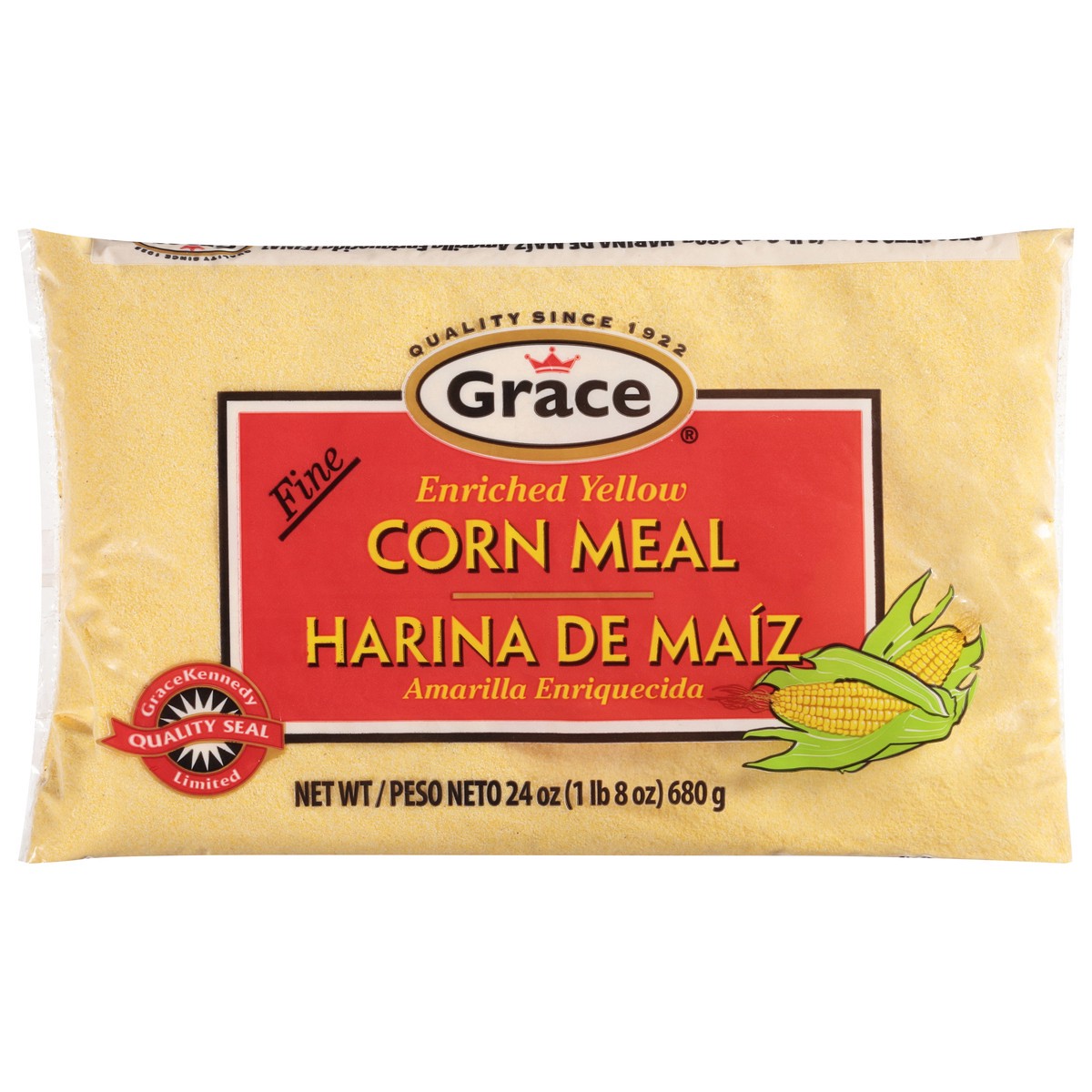 slide 1 of 9, Grace Fine Enriched Yellow Corn Meal 24 oz, 24 oz