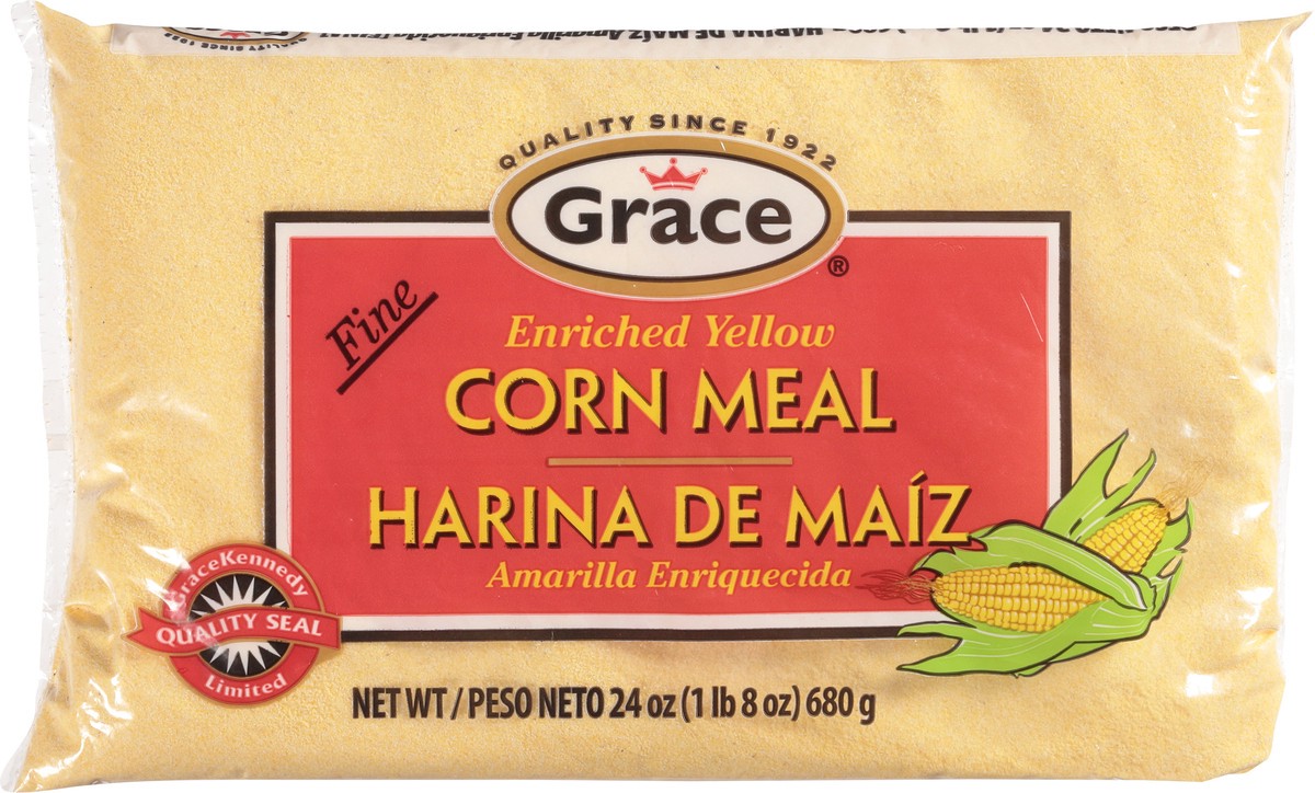 slide 6 of 9, Grace Fine Enriched Yellow Corn Meal 24 oz, 24 oz