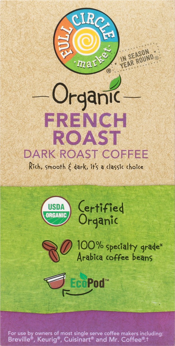 slide 2 of 14, Full Circle Market Organic Dark Roast French Roast Coffee 32 Single Serve Pods - 32 ct, 32 ct