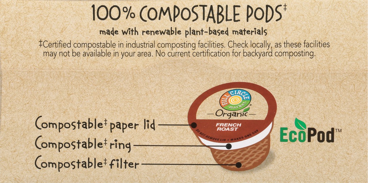 slide 9 of 14, Full Circle Market Organic Dark Roast French Roast Coffee 32 Single Serve Pods - 32 ct, 32 ct