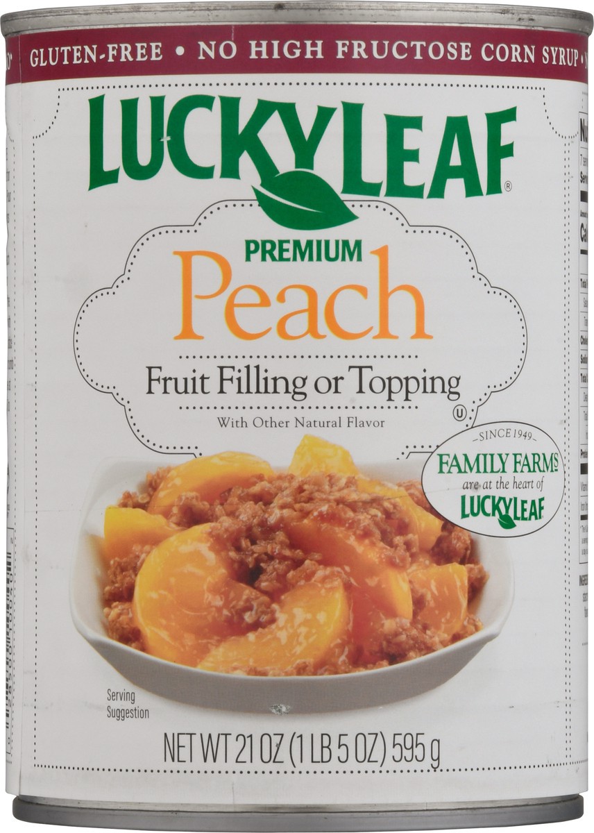 slide 9 of 13, Lucky Leaf Premium Peach Fruit Filling or Topping 21 oz, 21 oz