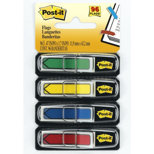 slide 1 of 10, Post-it Arrow Flags, Assorted Primary Colors, 4 ct