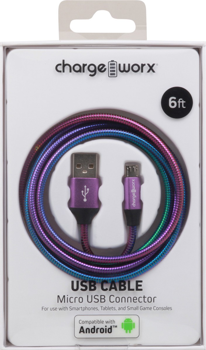 slide 2 of 10, Chargeworx Micro USB Connector 6 FT USB Cable 1 ea, 1 ea