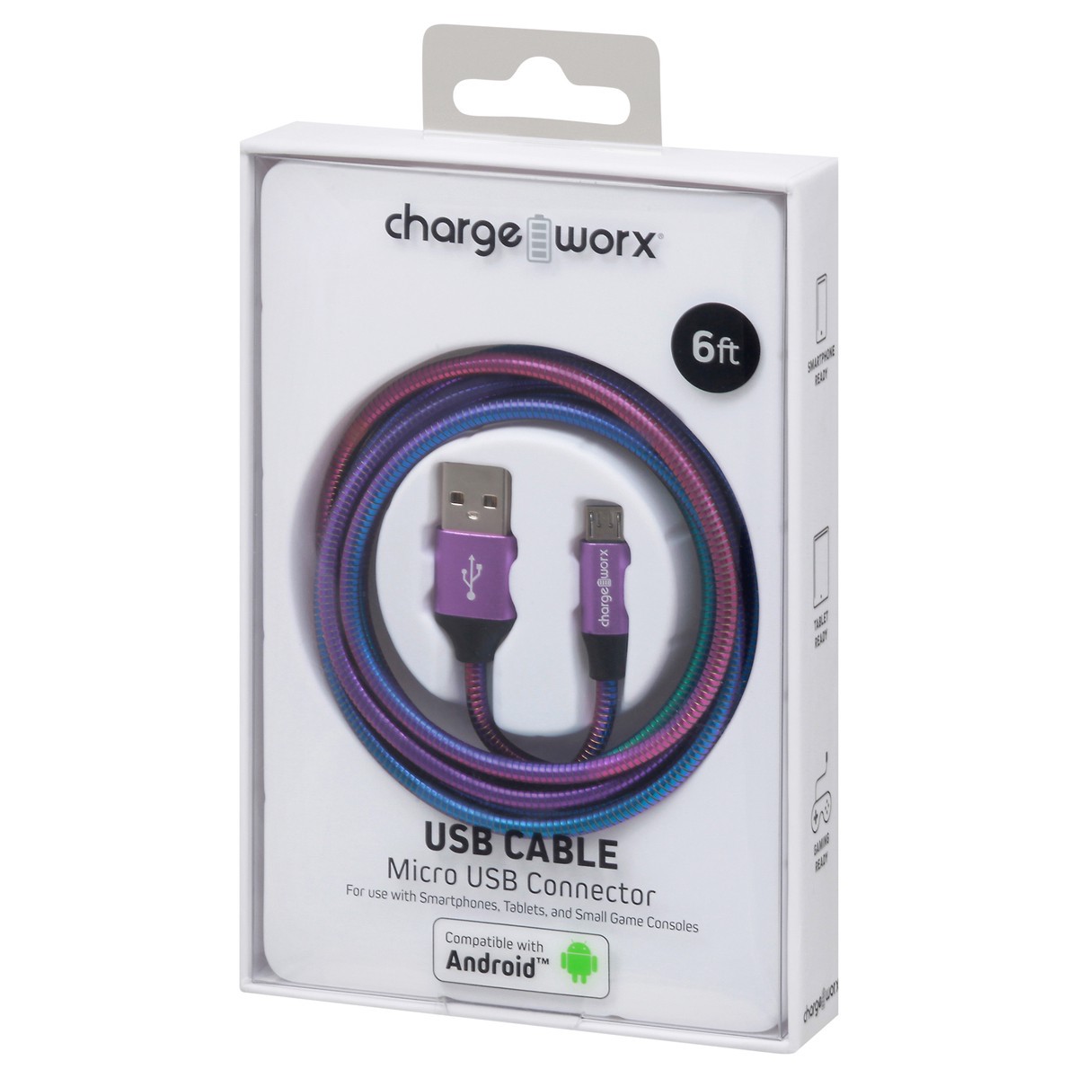 slide 8 of 10, Chargeworx Micro USB Connector 6 FT USB Cable 1 ea, 1 ea