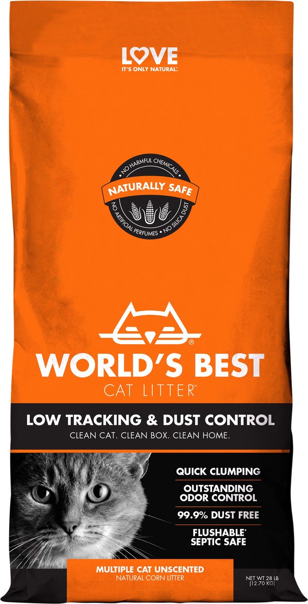 slide 6 of 7, World's Best Cat Litter World’s Best Cat Litter Low Tracking & Dust Control Multiple Cat Unscented 28 LBS, 28 lb