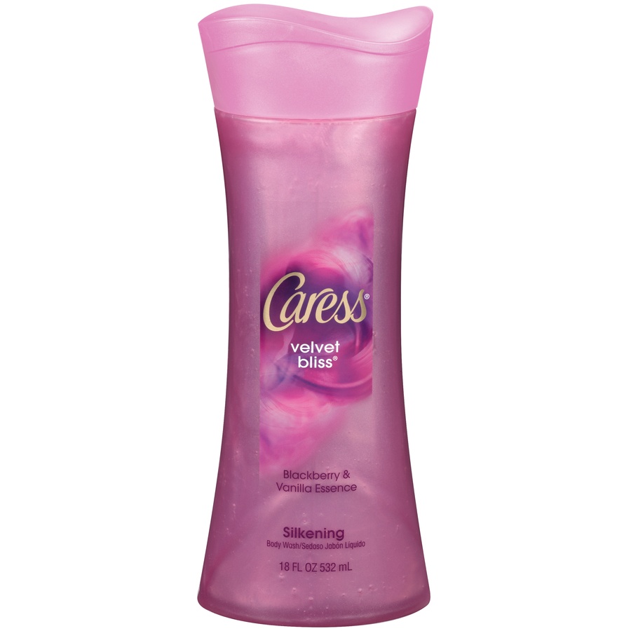 slide 1 of 1, Caress Body Wash, Silkening, Blackberry & Vanilla Essence, 18 oz