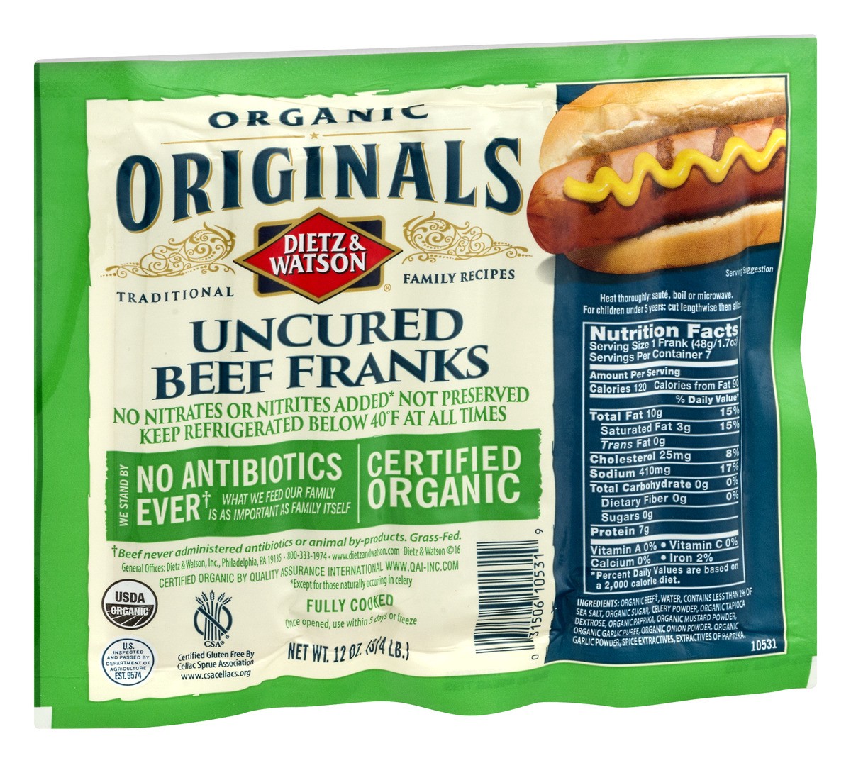 slide 2 of 11, Dietz & Watson Originals - Organic Beef Franks, 12 oz