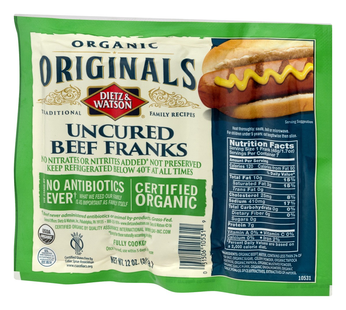 slide 4 of 11, Dietz & Watson Originals - Organic Beef Franks, 12 oz