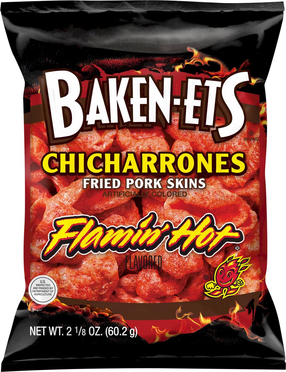 slide 8 of 9, Baken-ets Chicharrones Flavored Fried Pork Skins Flamin' Hot 2 1/8 Oz, 2.12 oz