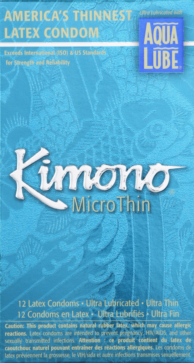 slide 5 of 6, Kimono Latex Lubricated Condoms, 12 ct