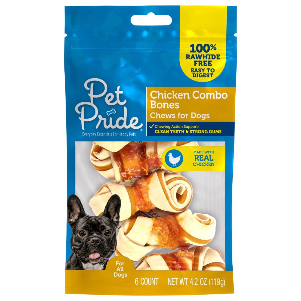slide 2 of 2, Pet Pride Chicken Combo Bones Dog Chews, 4.2 oz
