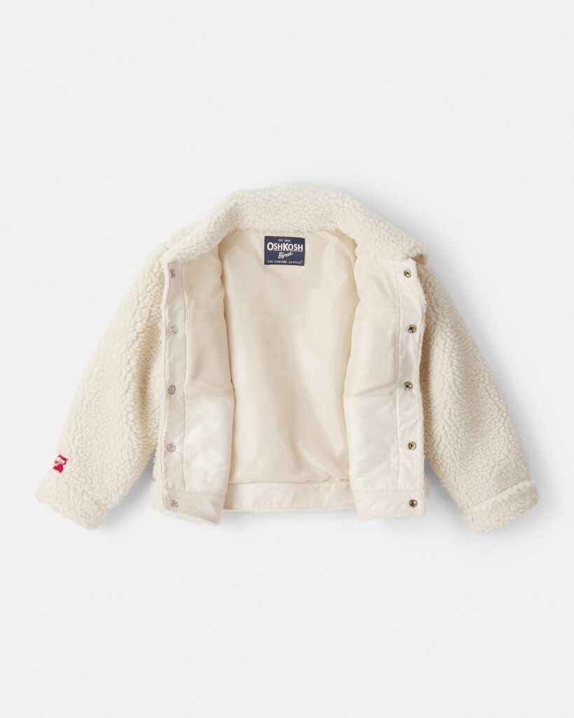 slide 3 of 4, Oshkosh Toddler Sherpa Long-Sleeve Jacket - Cream Cream 4T, 1 ct