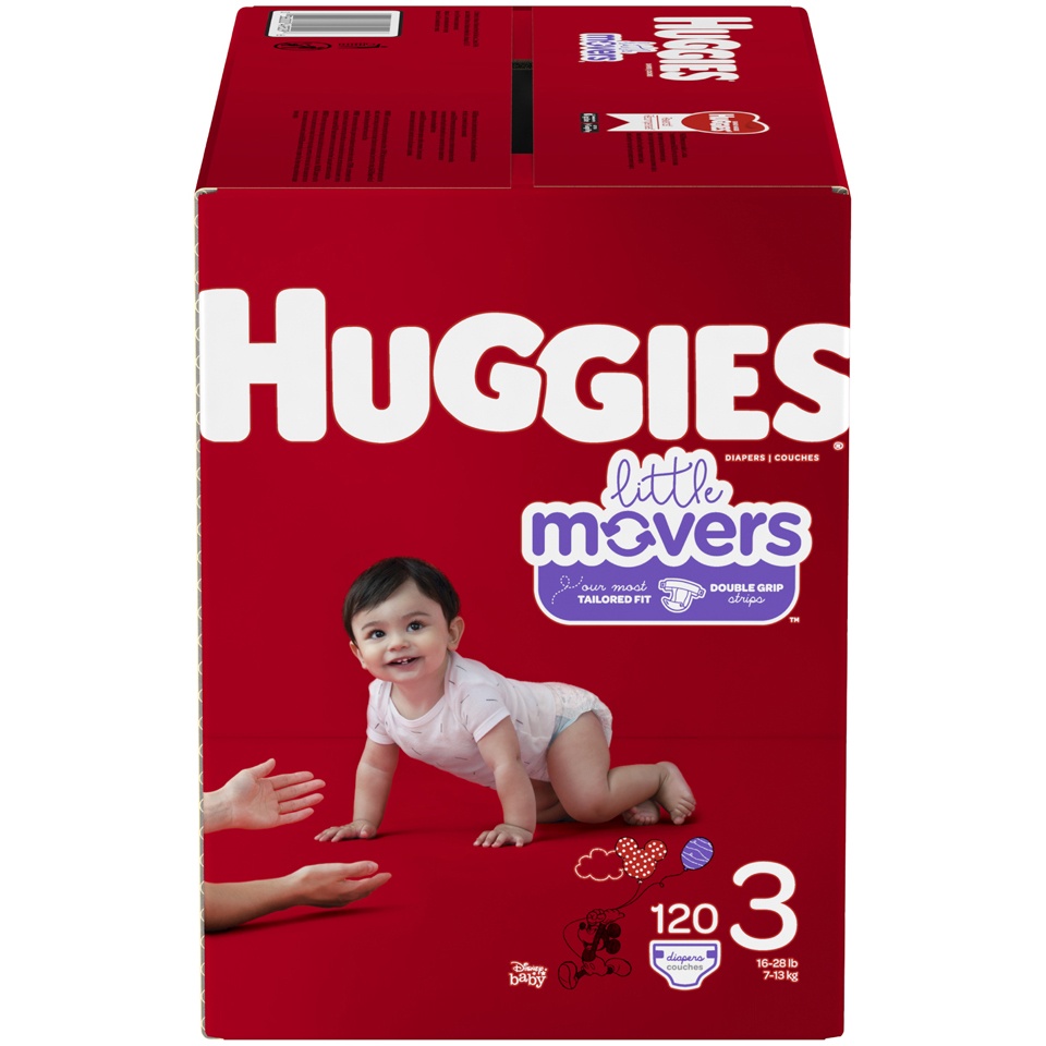 slide 1 of 3, Huggies Little Movers Diapers, 128 ct; Size 3