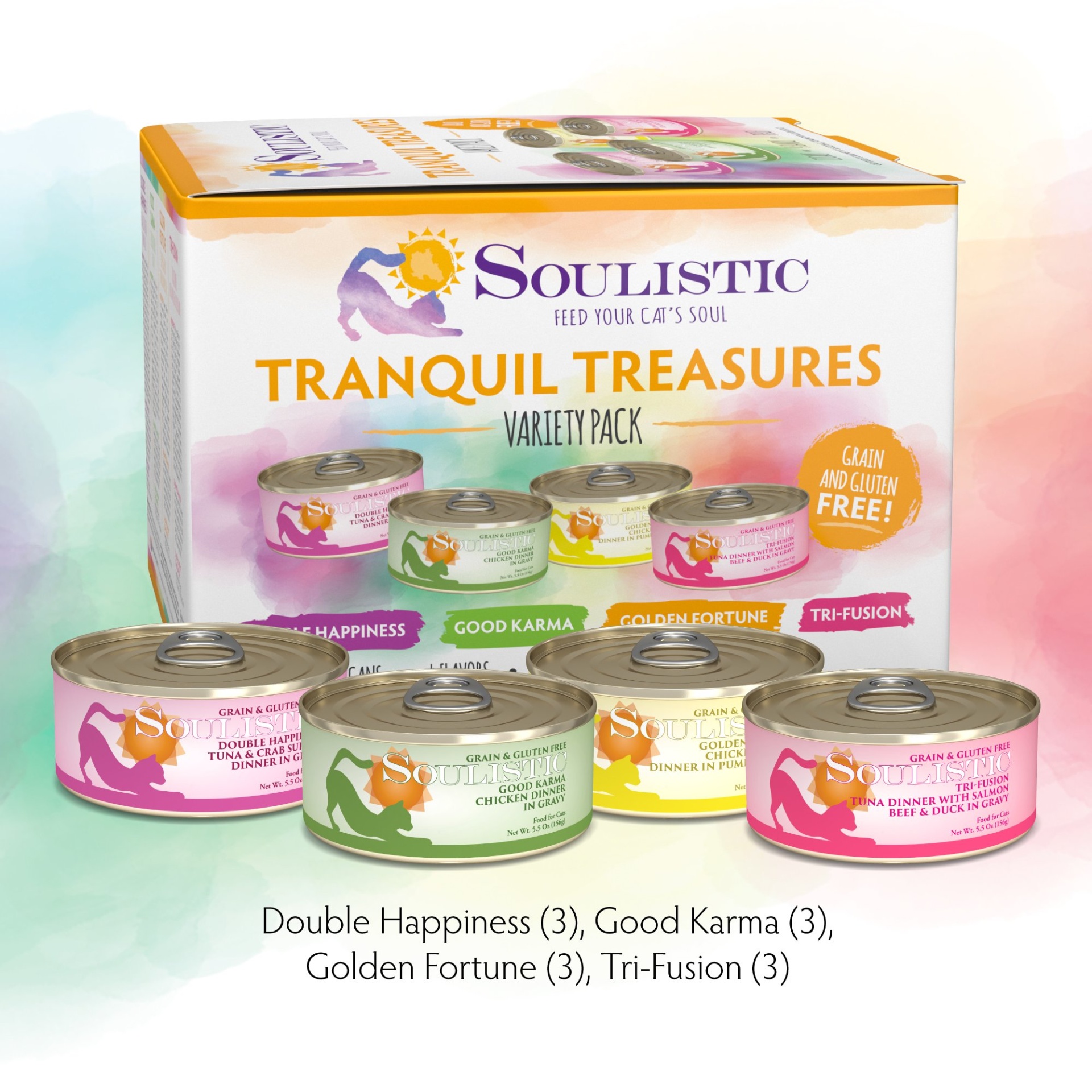 slide 1 of 1, Soulistic Tranquil Treasures Variety Pack Wet Cat Food, 12 ct; 5.5 oz