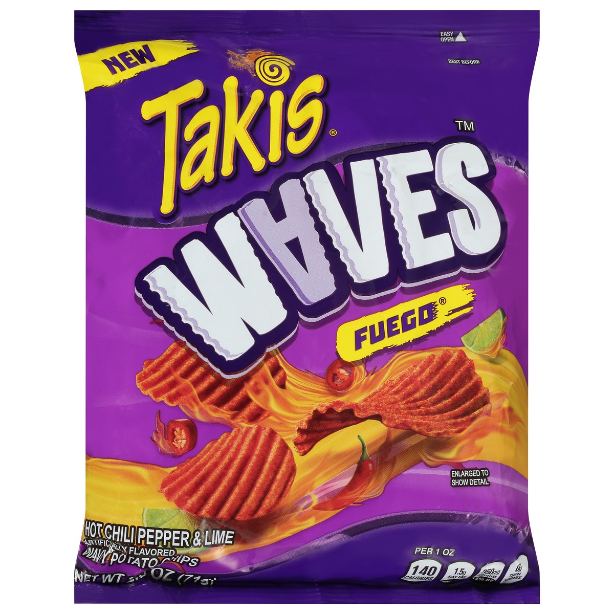 slide 1 of 1, Takis Waves Fuego Potato Chips 2.5 oz, 2.5 oz