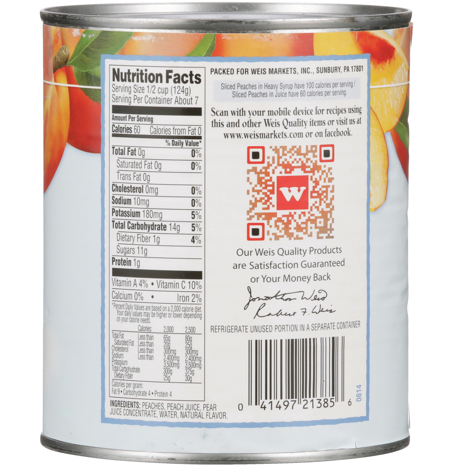 slide 2 of 6, Weis Quality Yellow Cling Sliced Peaches in 100% Juice Canned Fruit, 29 oz