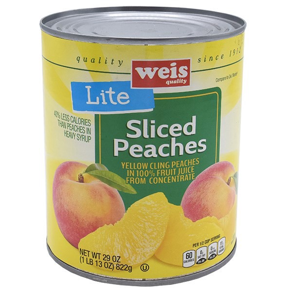 slide 1 of 6, Weis Quality Yellow Cling Sliced Peaches in 100% Juice Canned Fruit, 29 oz