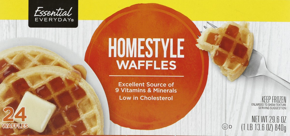 slide 3 of 6, Essential Everyday Homestyle Waffles 24Ct, 29.6 oz