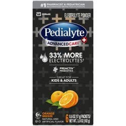 Pedialyte AdvancedCare Orange Breeze Electrolyte Powder Packets 6-0.6 oz. Box