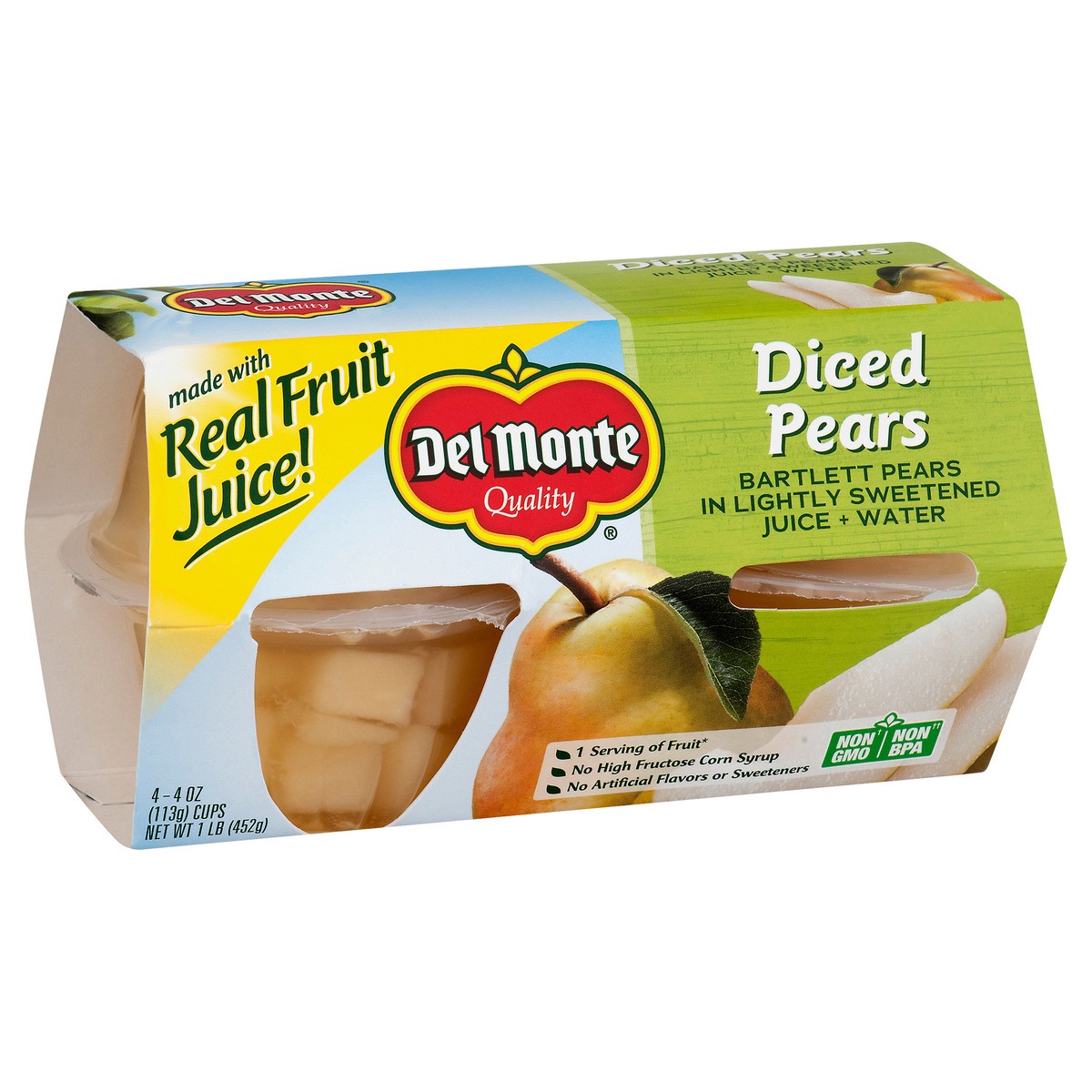 slide 2 of 12, Del Monte Diced Diced Pears 4 ea, 4 ct; 4 oz