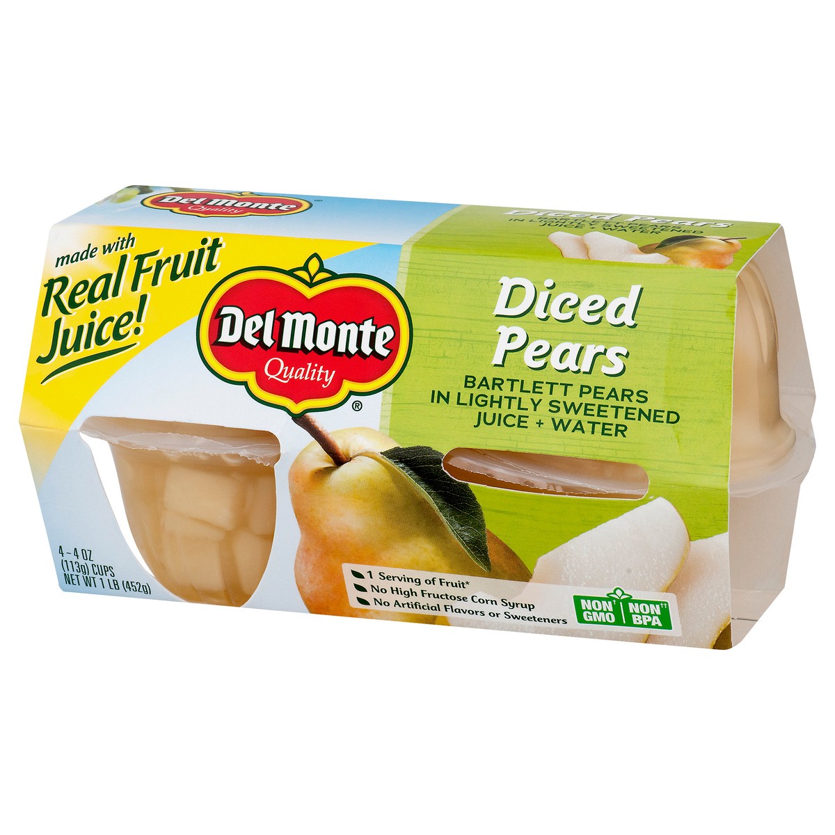 slide 5 of 12, Del Monte Diced Diced Pears 4 ea, 4 ct; 4 oz