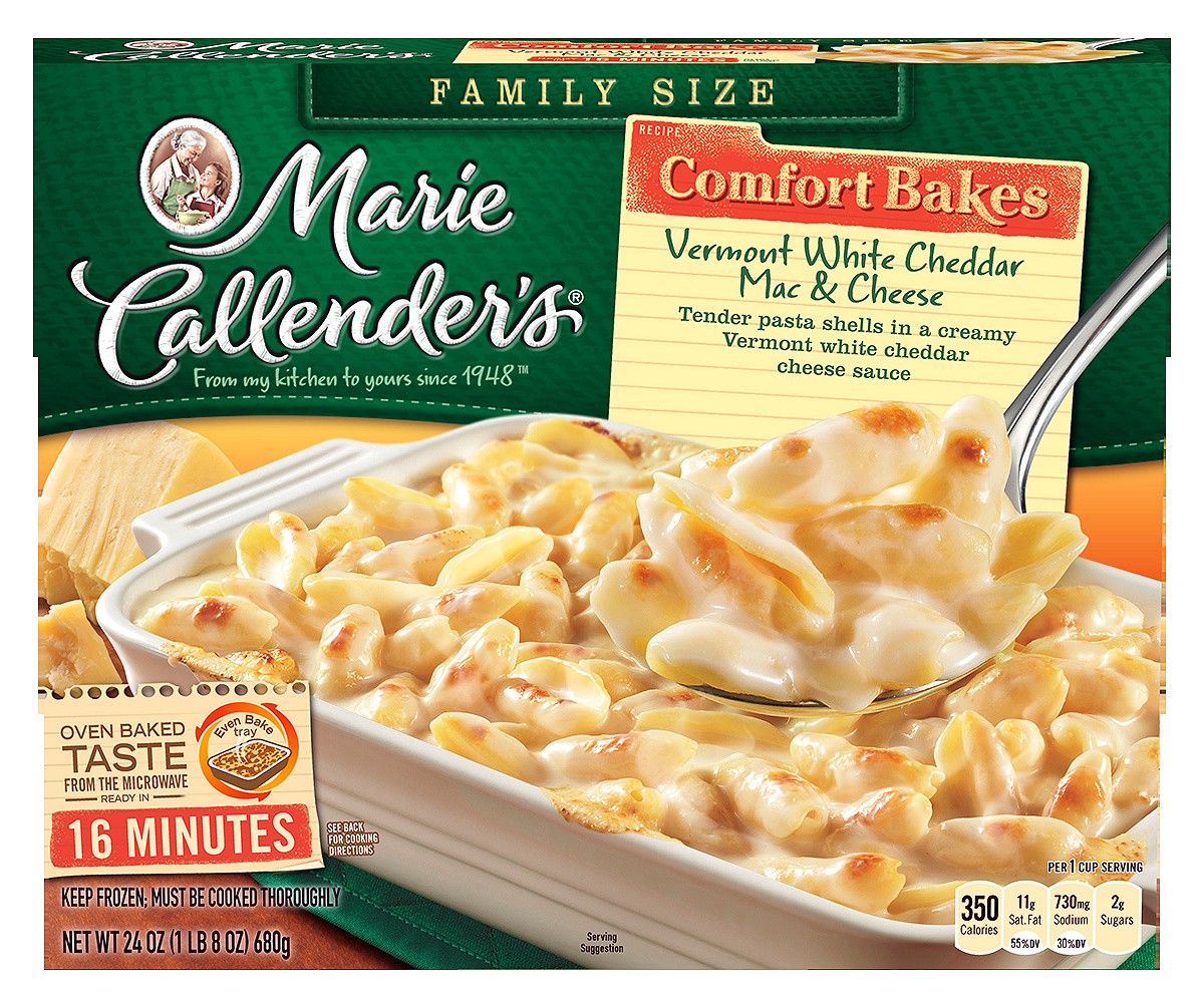 slide 1 of 1, Marie Callender's Comfort Bakes Multi-Serve Frozen Dinner, Vermont White Cheddar Mac & Cheese, 24 Ounce, 24 oz