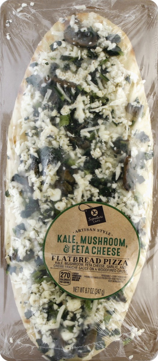 slide 7 of 7, Signature Cafe Kale Mushroom & Feta Artisan Flatbread Pizza - 8.7 OZ, 8.7 oz