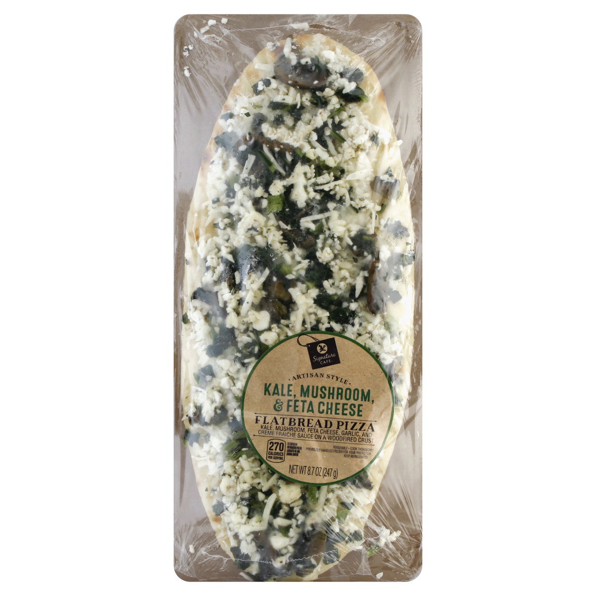 slide 1 of 7, Signature Cafe Kale Mushroom & Feta Artisan Flatbread Pizza - 8.7 OZ, 8.7 oz