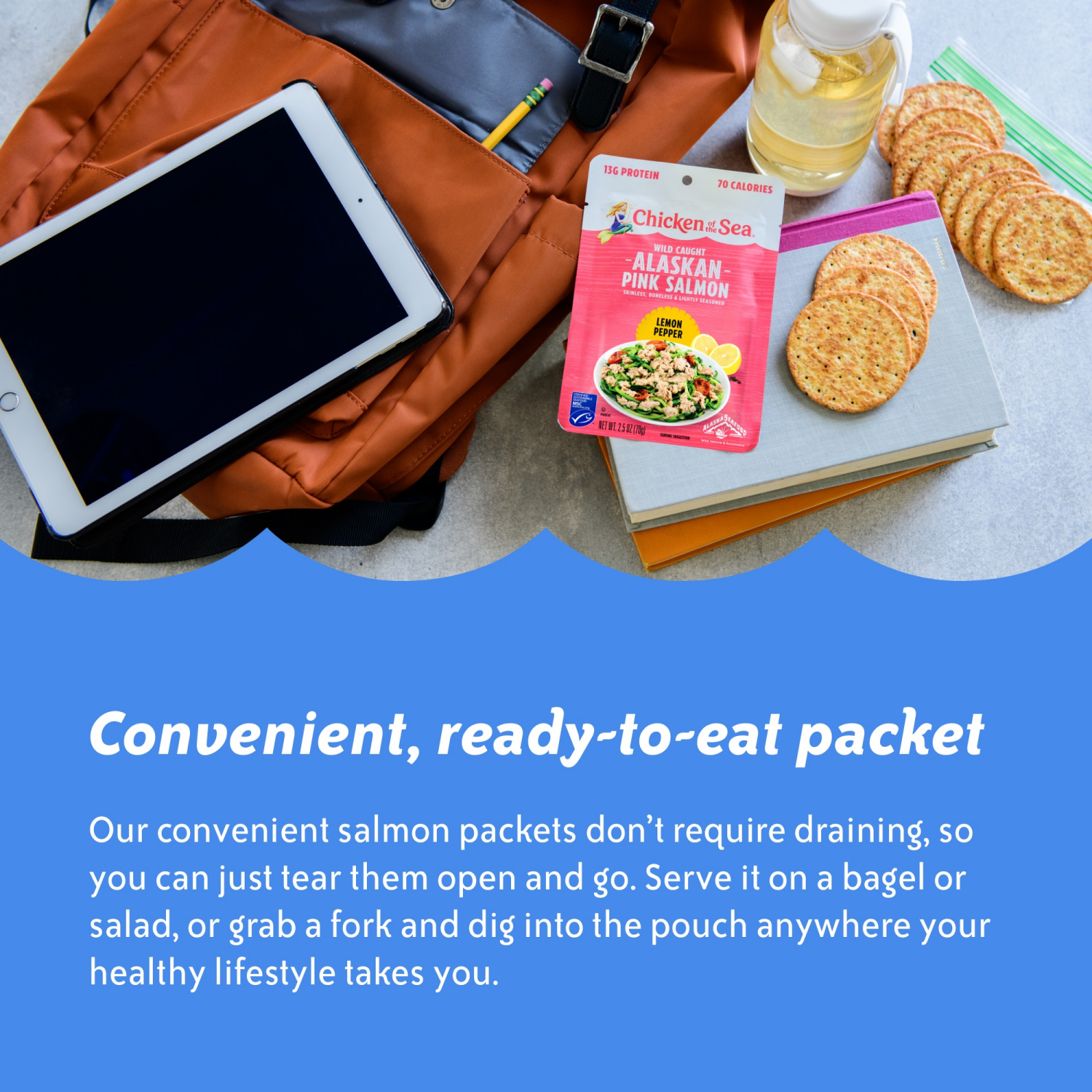 slide 3 of 5, Chicken of the Sea Wild Caught Alaskan Pink Salmon Packet, Lemon Pepper 2.5 oz, 2.5 oz