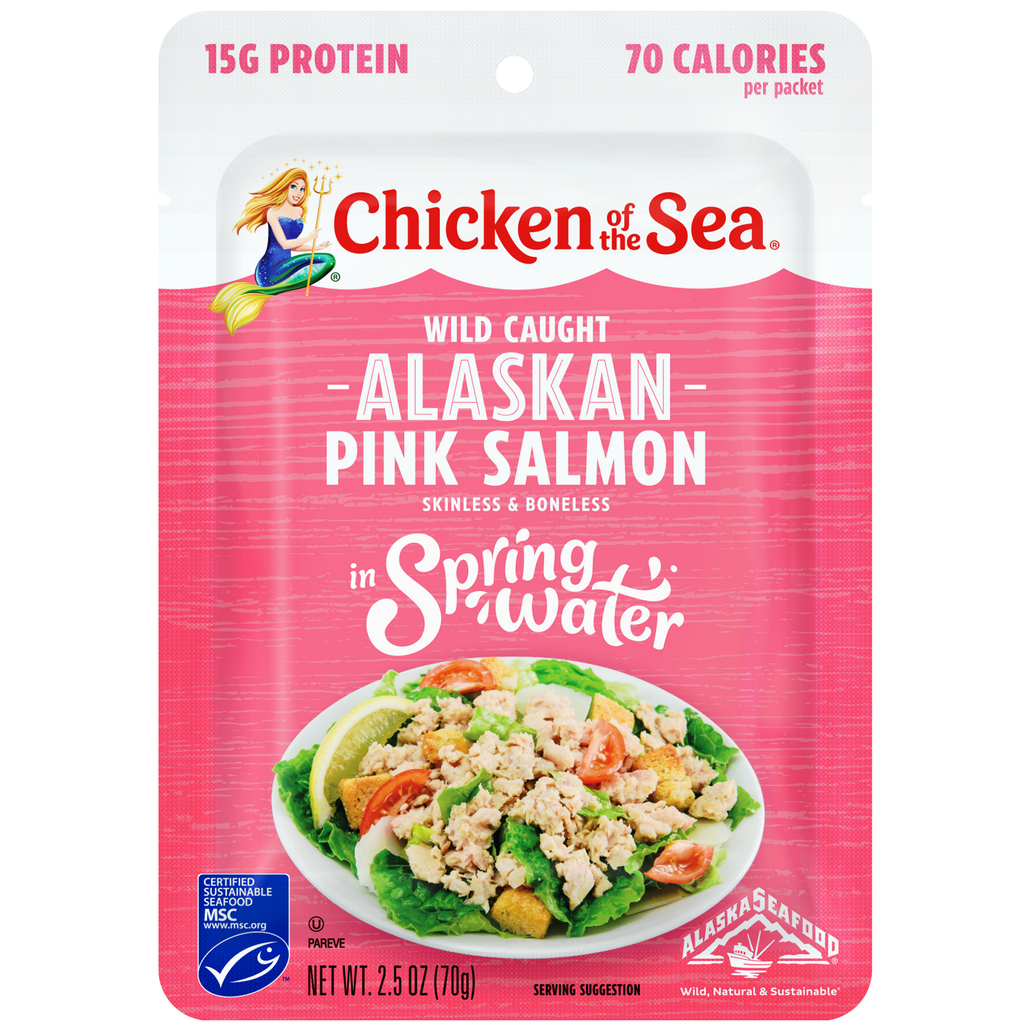 slide 1 of 8, Chicken of the Sea Wild Caught Alaskan Pink Salmon in Spring Water Packet 2.5 oz, 2.5 oz