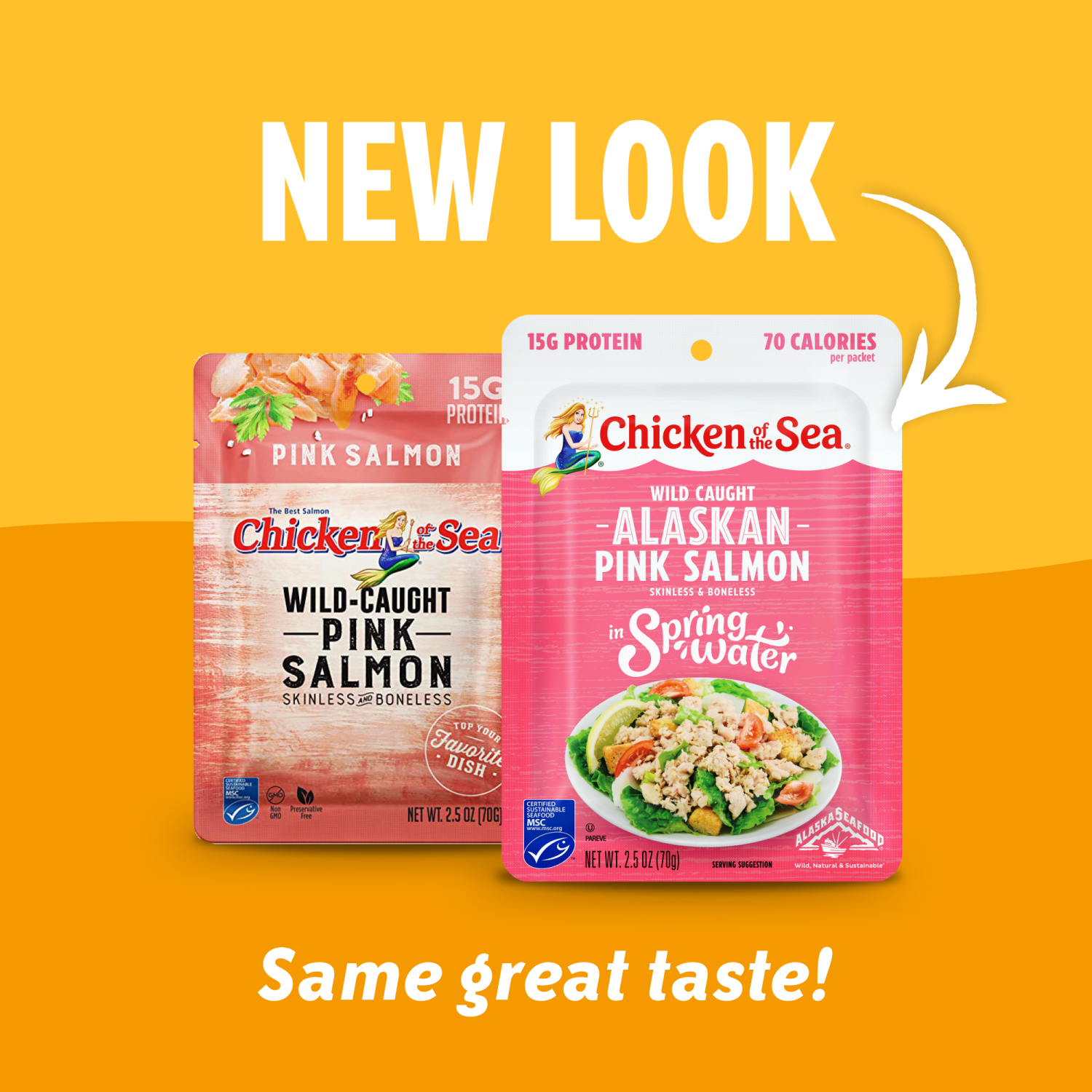 slide 7 of 8, Chicken of the Sea Wild Caught Alaskan Pink Salmon in Spring Water Packet 2.5 oz, 2.5 oz