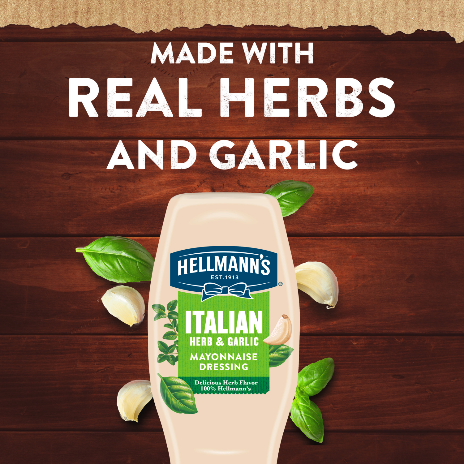 slide 3 of 7, Hellmann's HLMN HERB Garlic Squeeze 11.5z Spread & Dressing Herb Garlic 11.5 FO, 11.5 fl oz