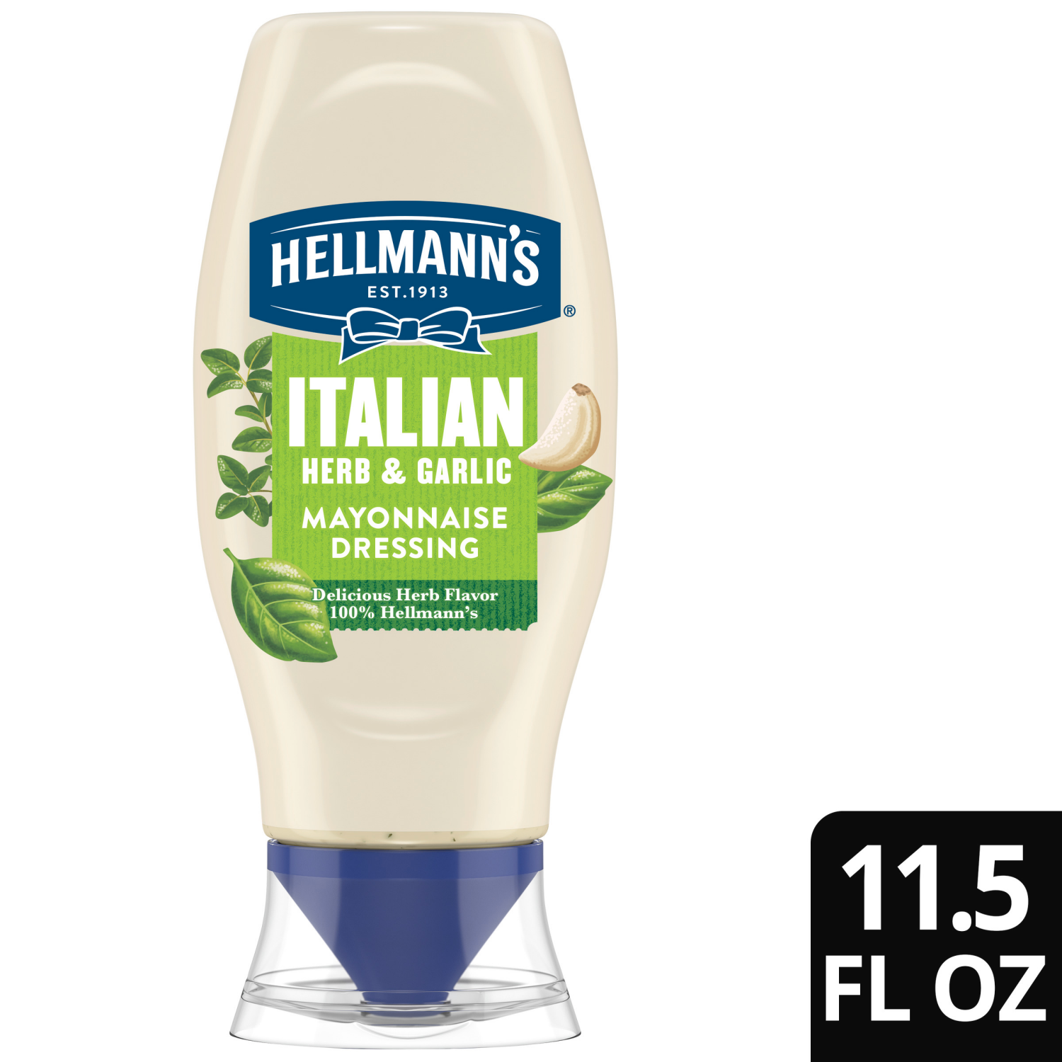 slide 1 of 7, Hellmann's HLMN HERB Garlic Squeeze 11.5z Spread & Dressing Herb Garlic 11.5 FO, 11.5 fl oz