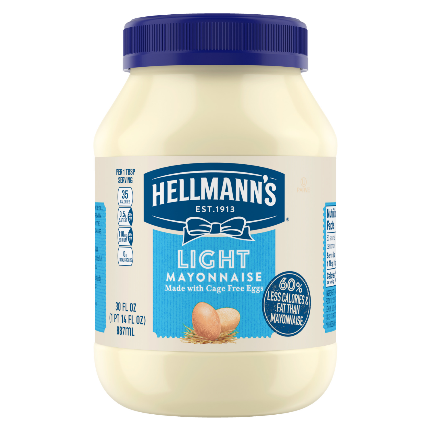 slide 5 of 7, Hellmann's Light Mayonnaise Light Mayo 30 oz, 30 fl oz