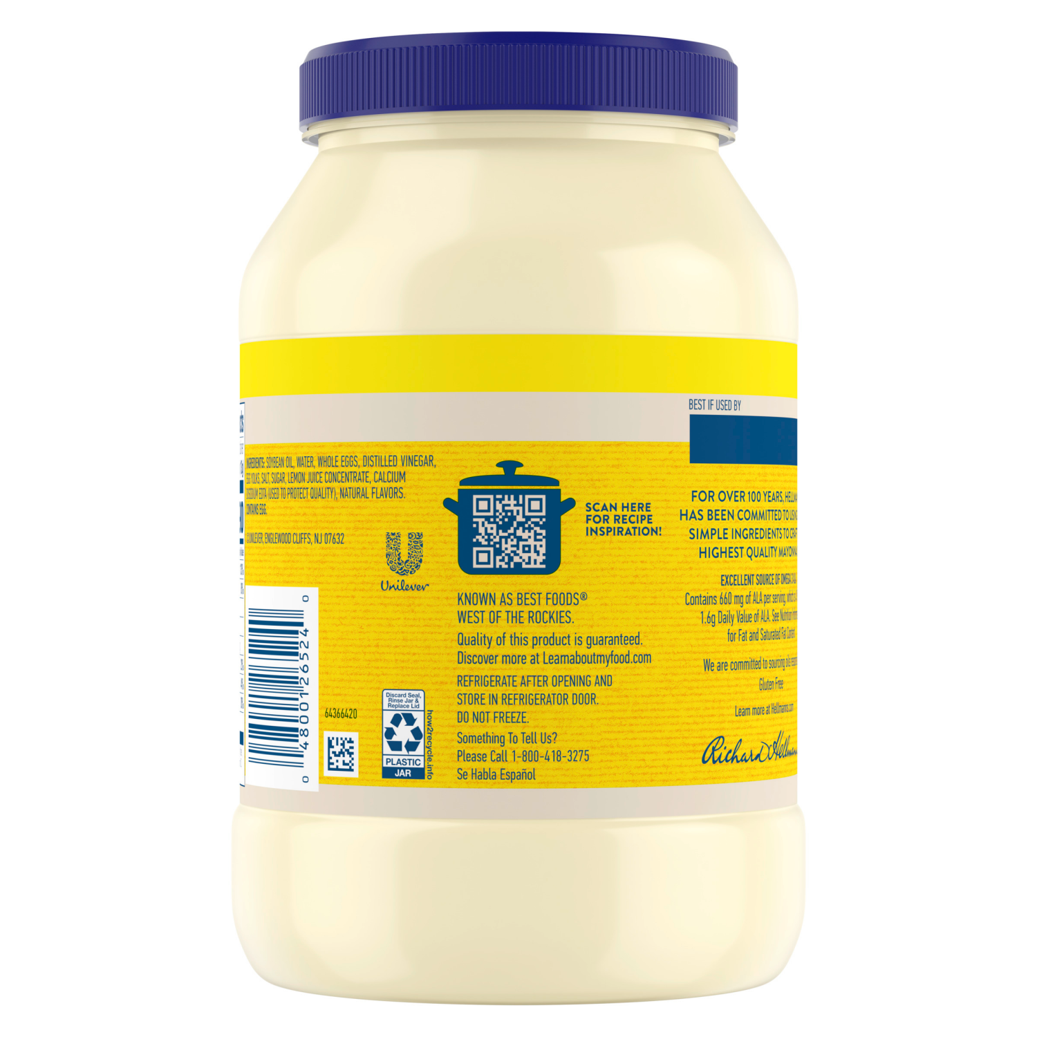 slide 6 of 7, Hellmann's Real Mayonnaise Real Mayo 48 oz, 48 fl oz