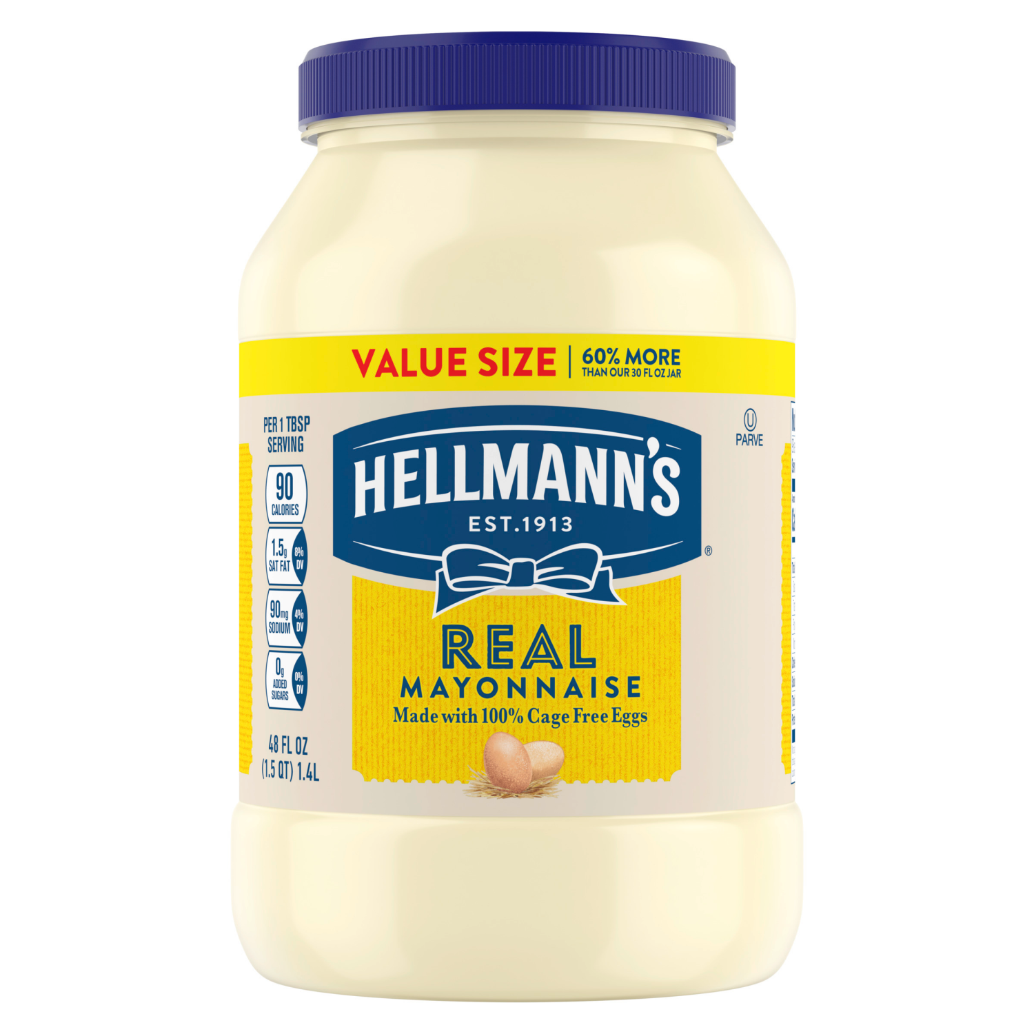 slide 1 of 7, Hellmann's Real Mayonnaise Real Mayo 48 oz, 48 fl oz