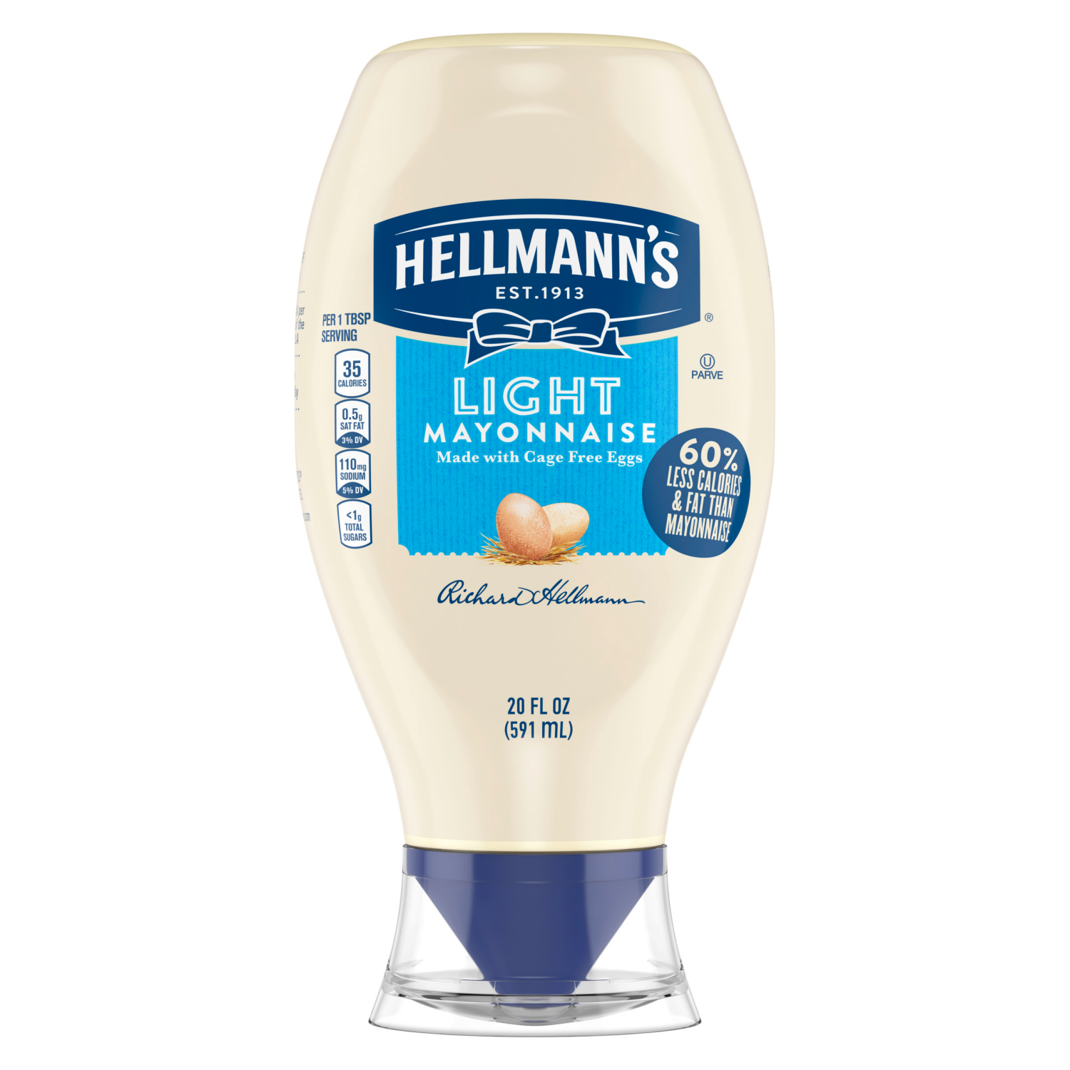 slide 5 of 6, Hellmann's Light Mayonnaise Light Mayo Squeeze Bottle 20 oz, 20 fl oz