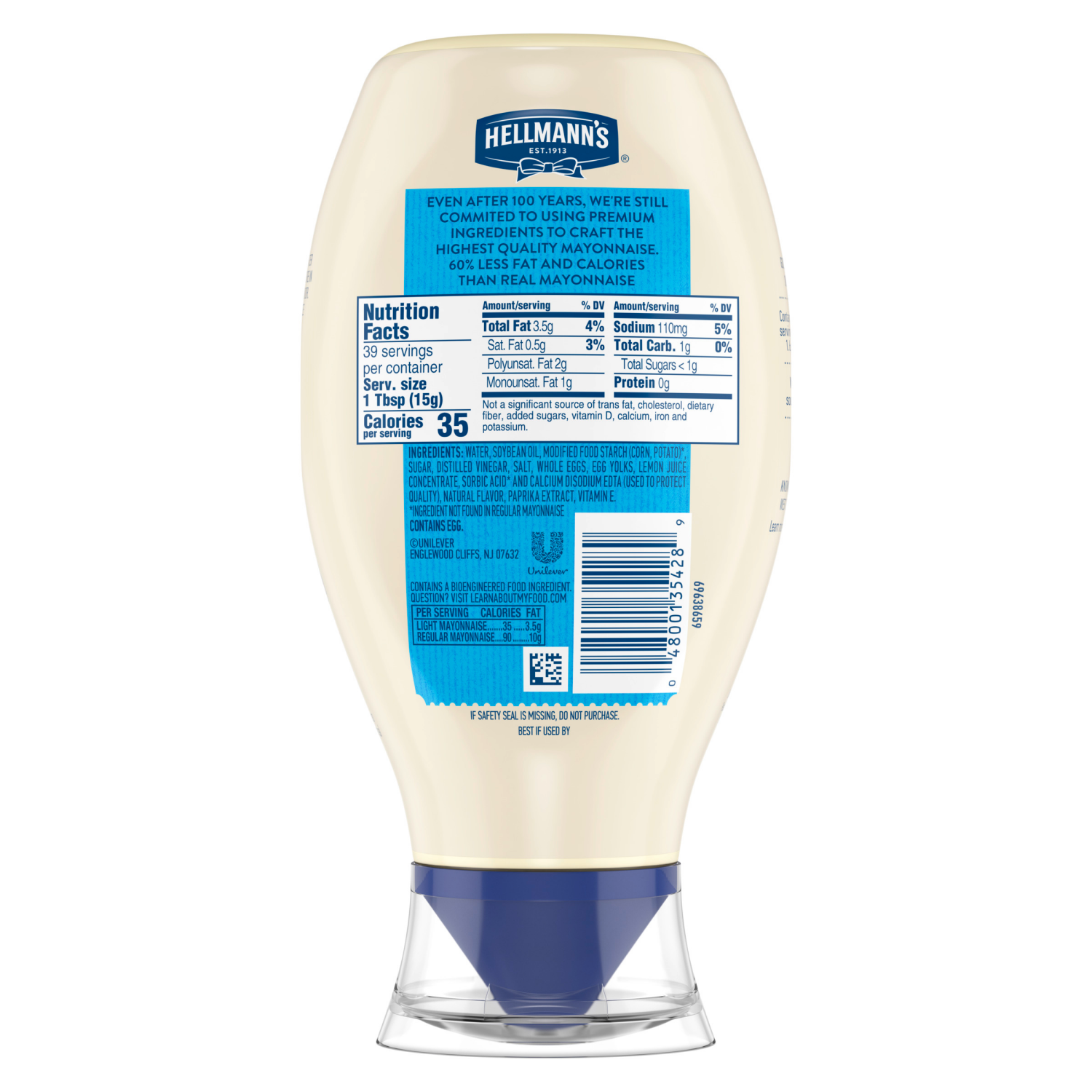 slide 6 of 6, Hellmann's Light Mayonnaise Light Mayo Squeeze Bottle 20 oz, 20 fl oz
