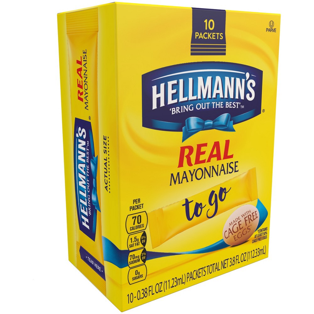 slide 2 of 2, Hellmann's To Go Packets Real Mayonnaise, 10 ct