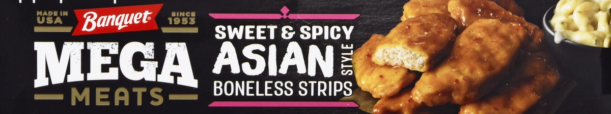 slide 5 of 9, Banquet Mega Meats Sweet and Spicy Asian Style Boneless Chicken Strips Frozen Meal, 13.3 oz., 13.3 oz