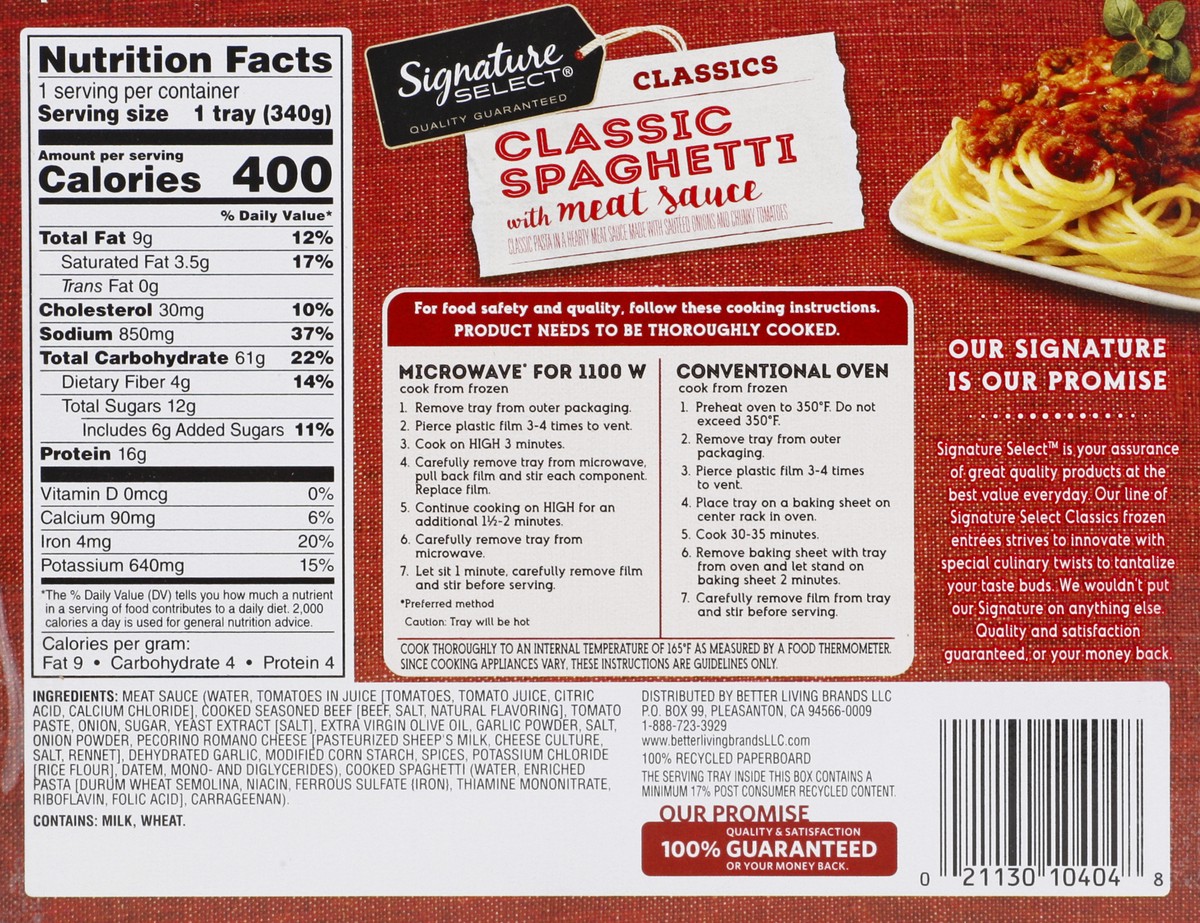 slide 4 of 9, Signature Select Classics Classic Spaghetti with Meat Sauce 12 oz, 