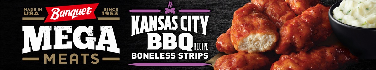 slide 6 of 9, Banquet Mega Meats Kansas City BBQ Recipe Boneless Strips 13.3 oz, 13.3 oz