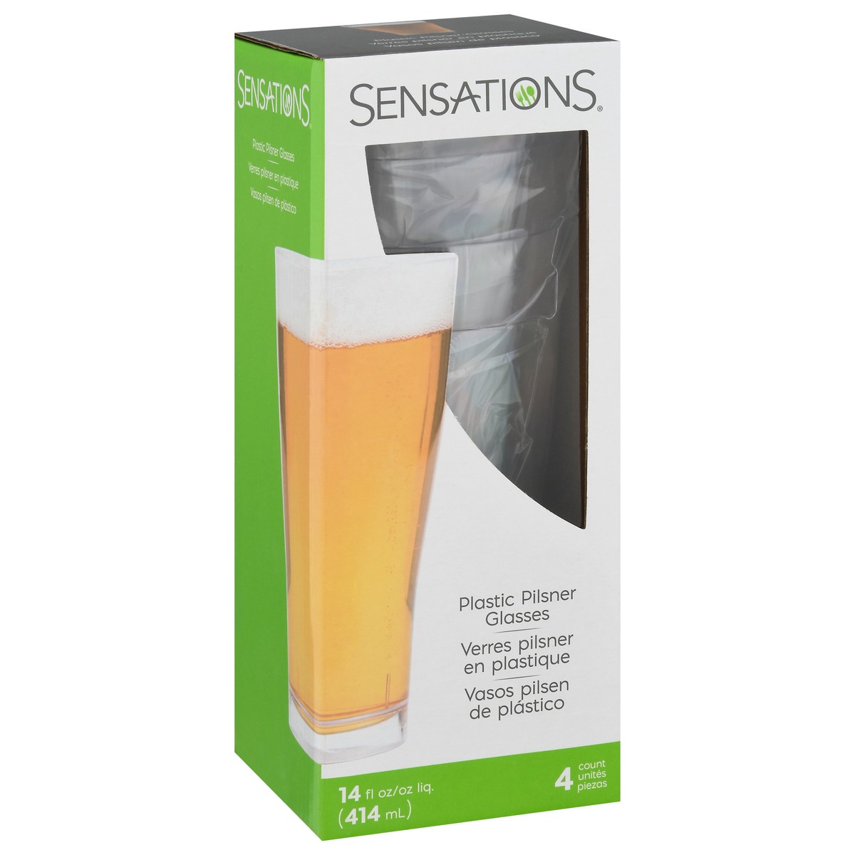 slide 6 of 9, Sensations 14 Fluid Ounce Plastic Pilsner Glasses 4 ea, 4 ct