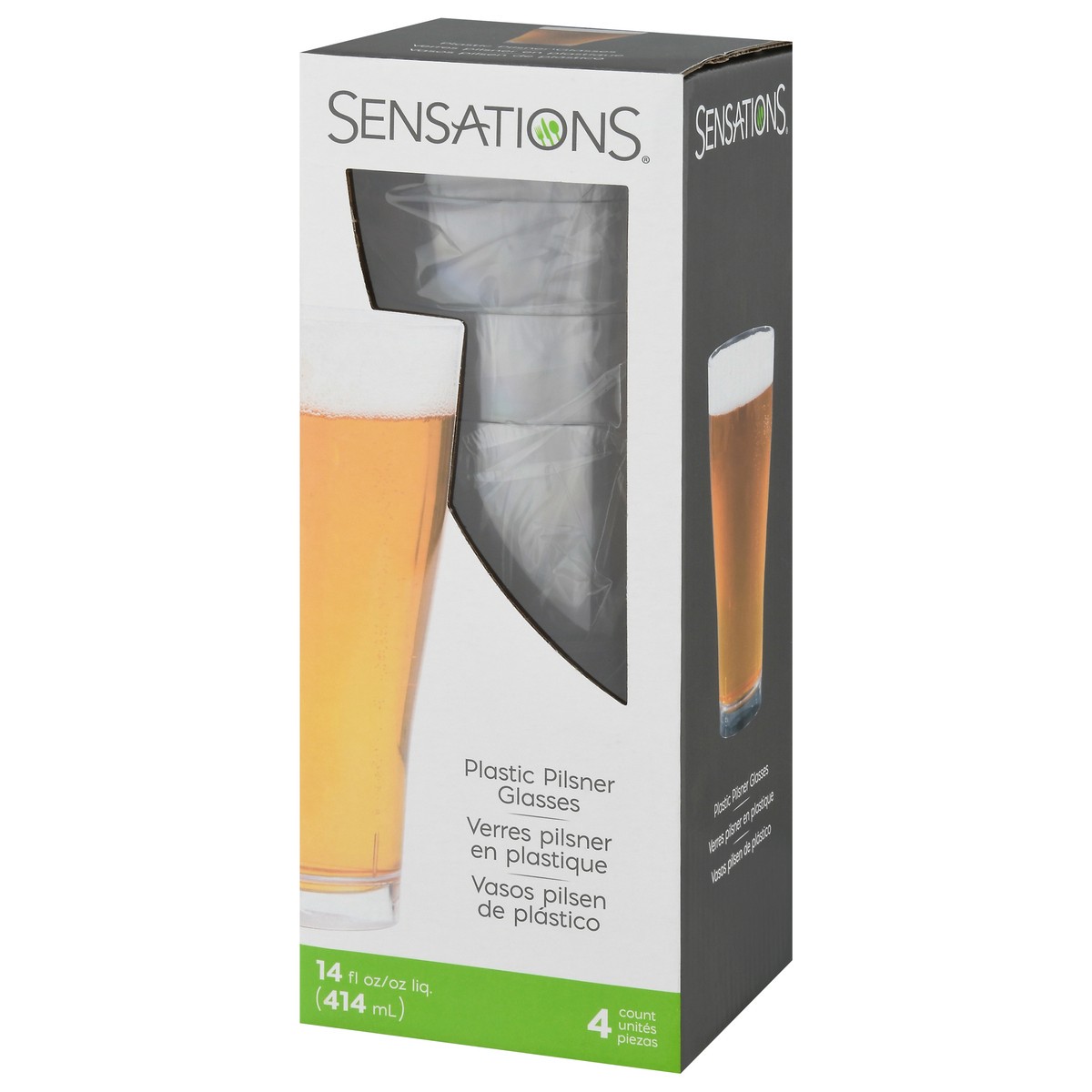 slide 5 of 9, Sensations 14 Fluid Ounce Plastic Pilsner Glasses 4 ea, 4 ct