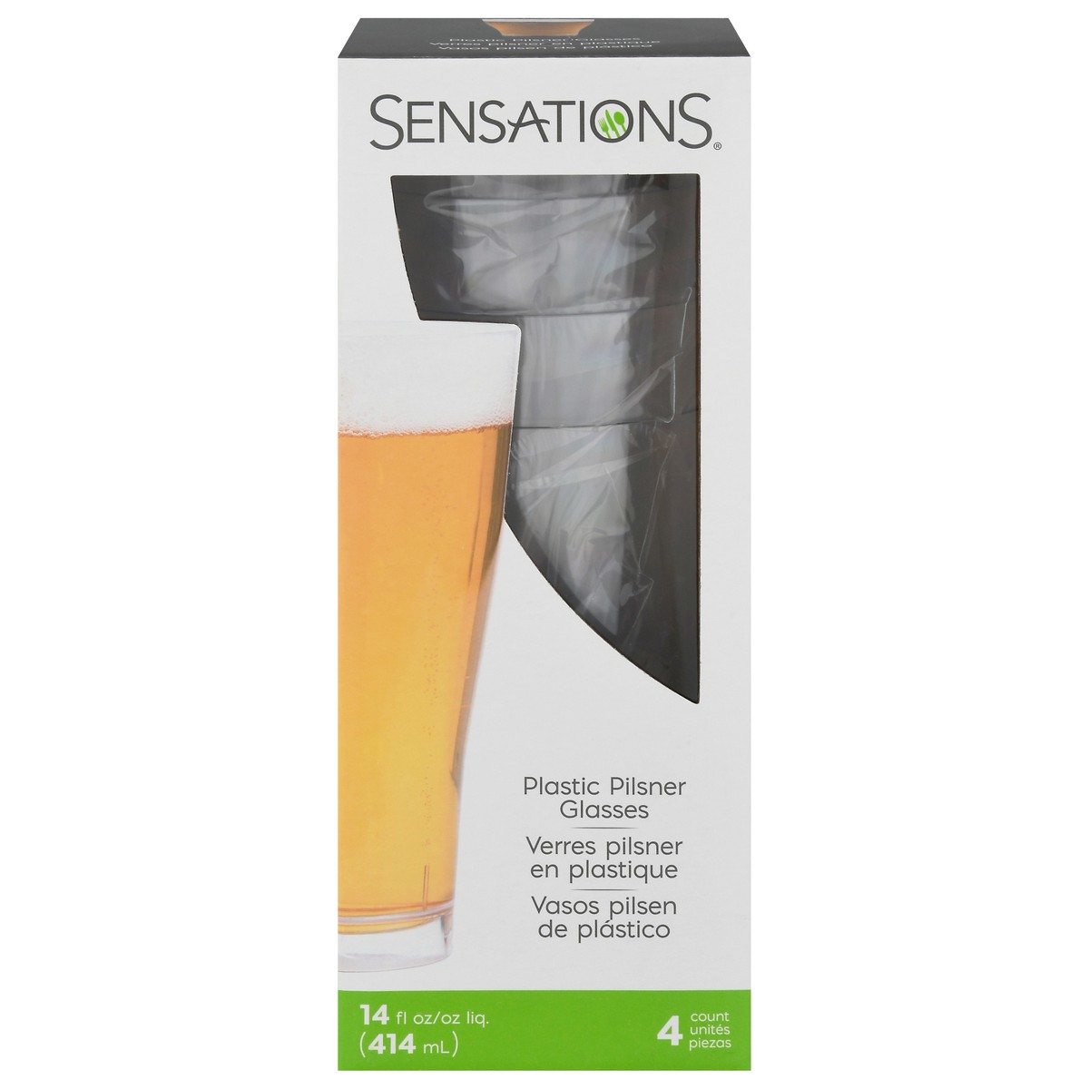 slide 3 of 9, Sensations 14 Fluid Ounce Plastic Pilsner Glasses 4 ea, 4 ct