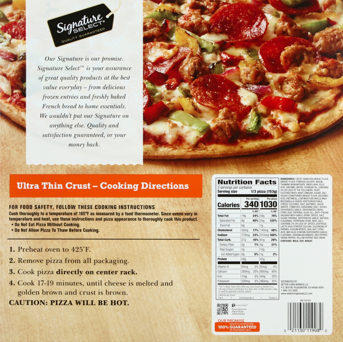 slide 2 of 7, Signature SELECT Pizza Ultra Thin Crust Supreme Frozen - 16.2 Oz, 